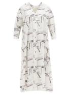 Matchesfashion.com Toogood - The Astrologer Field-print Cotton Shirt Dress - Womens - White Navy