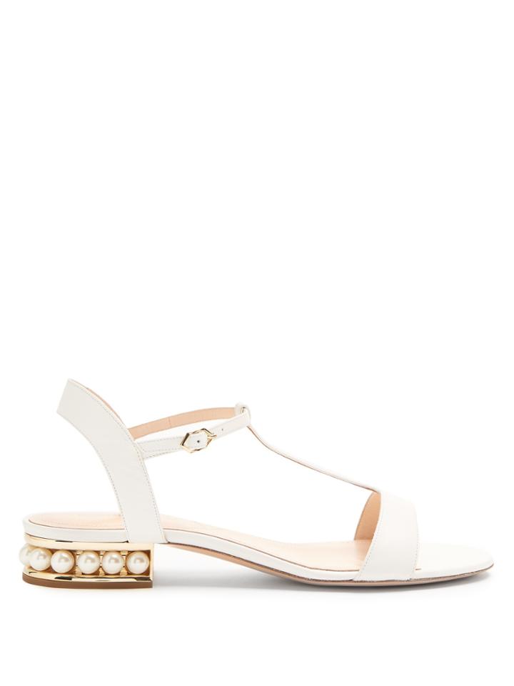 Nicholas Kirkwood Casati T-bar Pearl-heeled Leather Sandals