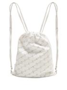 Matchesfashion.com Stella Mccartney - Logo Pattern Faux Leather Drawstring Backpack - Womens - White