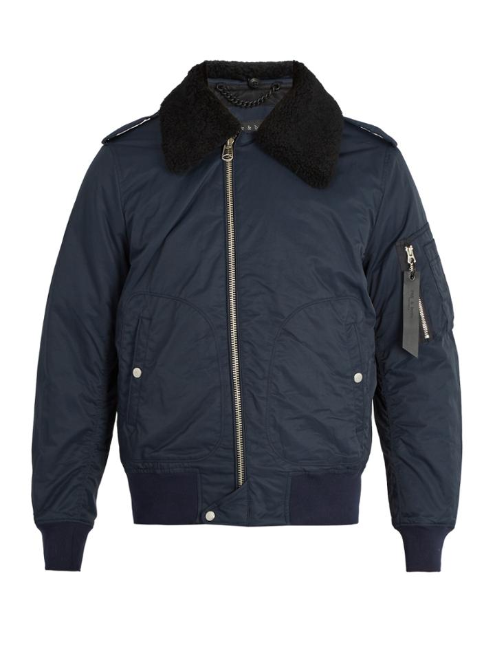 Rag & Bone Shearling-collar Cotton-blend Bomber Jacket