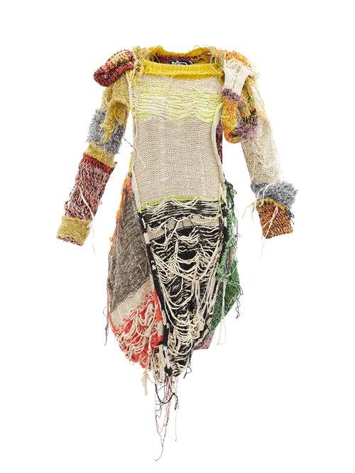 Ladies Rtw Matty Bovan - Asymmetric Wool And Lurex Sweater Dress - Womens - Multi