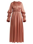 Matchesfashion.com Roksanda - Zoya Gathered Silk Satin Dress - Womens - Pink