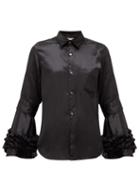 Matchesfashion.com Comme Des Garons Comme Des Garons - Flared-cuff Satin Shirt - Womens - Black