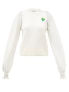 Jw Anderson - Strawberry-embroidered Sheer-sleeve Sweater - Womens - Ivory