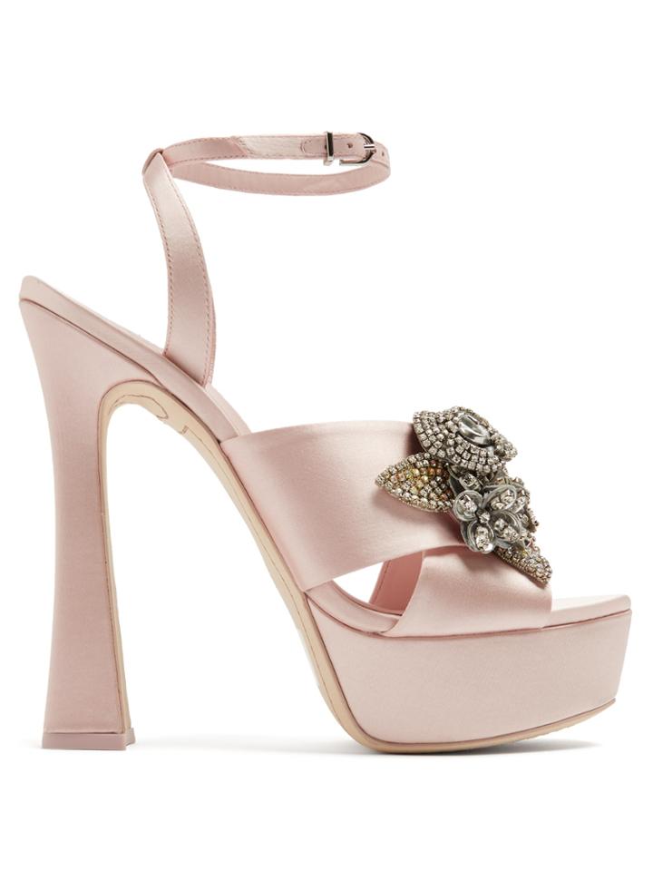 Sophia Webster Lilico Floral-embellished Satin Platform Sandals