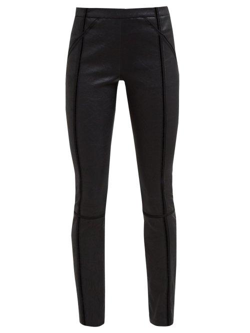 Matchesfashion.com Haider Ackermann - Velvet Trim Leather Trousers - Womens - Black