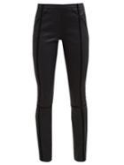 Matchesfashion.com Haider Ackermann - Velvet Trim Leather Trousers - Womens - Black