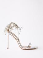 Aquazzura - Moonwalk 105 Crystal-embellished Leather Sandals - Womens - Silver