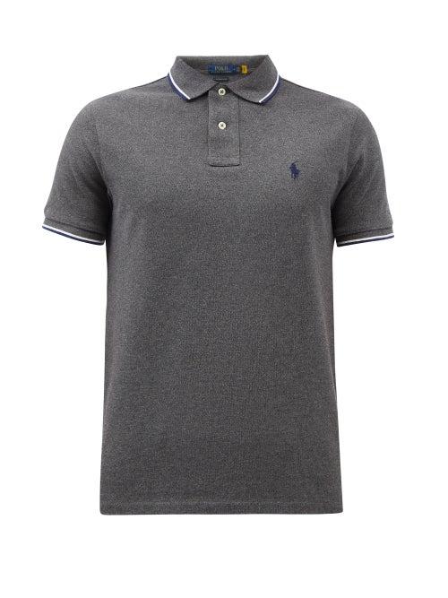 Polo Ralph Lauren - Logo-embroidered Cotton-piqu Polo Shirt - Mens - Grey