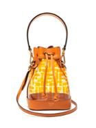 Matchesfashion.com Fendi - Mon Tresor Logo Print Leather Trimmed Bucket Bag - Womens - Orange Multi