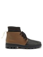 Loewe - Lace-up Leather Ankle Boots - Womens - Black Brown