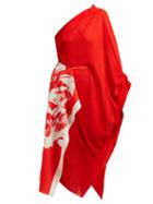 Matchesfashion.com Roland Mouret - Graham One Shoulder Pliss Crepe Dress - Womens - Red White