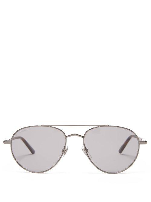 Matchesfashion.com Gucci - Acetate And Metal Aviator Sunglasses - Mens - Silver