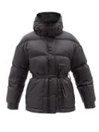 Perfect Moment - Belted Quilted Down Hooded Ski Jacket - Womens - Black White
