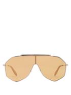 Matchesfashion.com Alexander Mcqueen - Angular D Frame Metal Sunglasses - Womens - Bronze