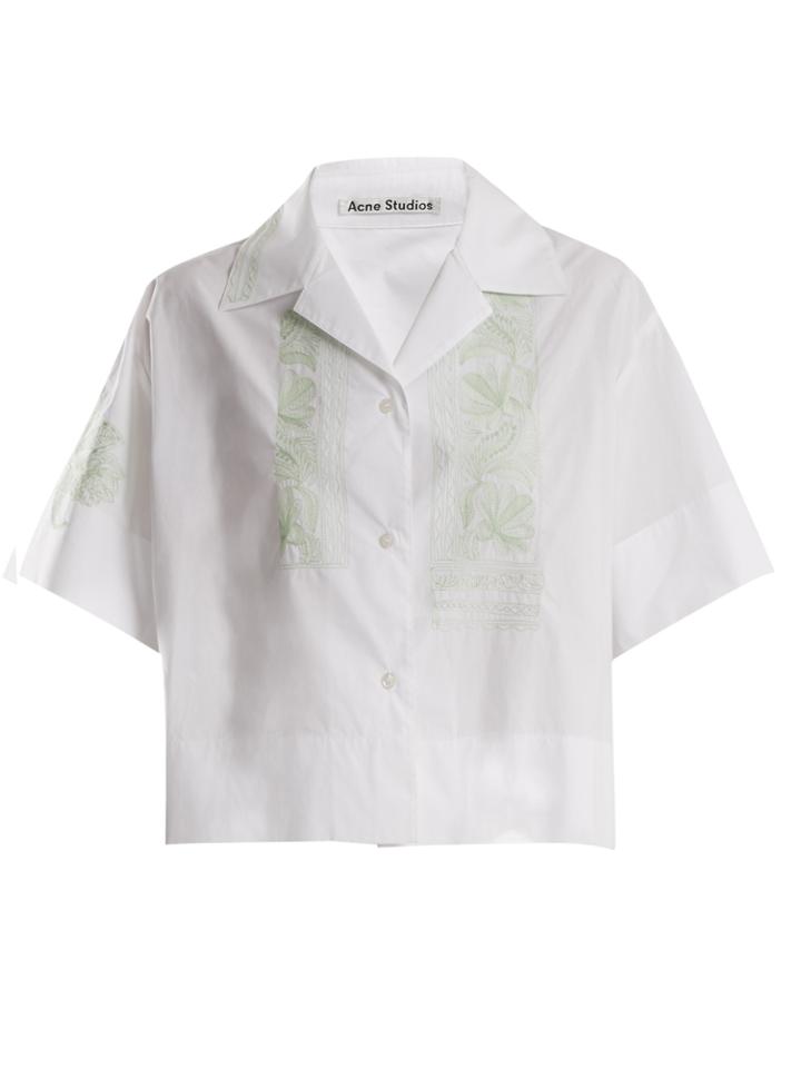 Acne Studios Livvi Pop Floral-embroidered Cotton Top