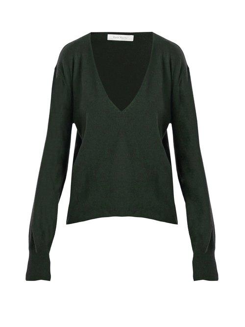 Matchesfashion.com Ryan Roche - Deep V Neck Cashmere Sweater - Womens - Dark Green