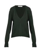 Matchesfashion.com Ryan Roche - Deep V Neck Cashmere Sweater - Womens - Dark Green