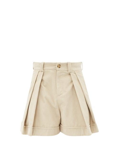 S.s. Daley - Riley Pleated Cotton-corduroy Shorts - Mens - Beige