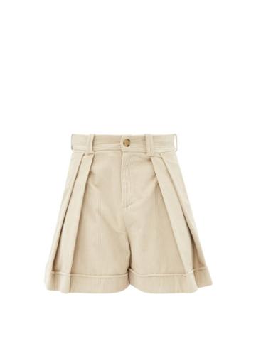 S.s. Daley - Riley Pleated Cotton-corduroy Shorts - Mens - Beige