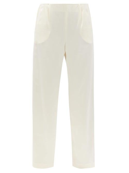 Matchesfashion.com La Collection - Calypso High-rise Silk Wide-leg Trousers - Womens - Ivory