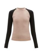 Matchesfashion.com Ernest Leoty - Albane Long-sleeved Merino Wool-blend Top - Womens - Black Beige