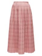 Matchesfashion.com Marni - Checked Pleated Wool Skirt - Womens - Pink Multi