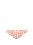 Matchesfashion.com Marysia - Antibes Scallop Edged Gingham Bikini Briefs - Womens - Orange