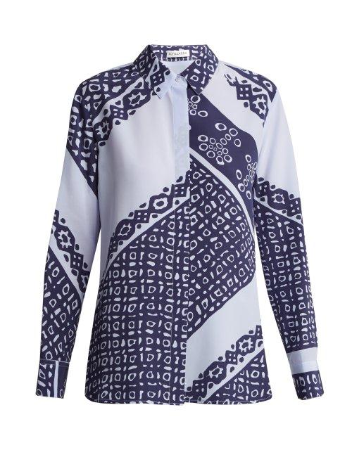 Matchesfashion.com Altuzarra - Chika Bandana Print Silk Shirt - Womens - Blue Print