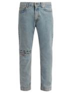 Matchesfashion.com Gucci - Mid Rise Embroidered Skinny Leg Jeans - Mens - Blue