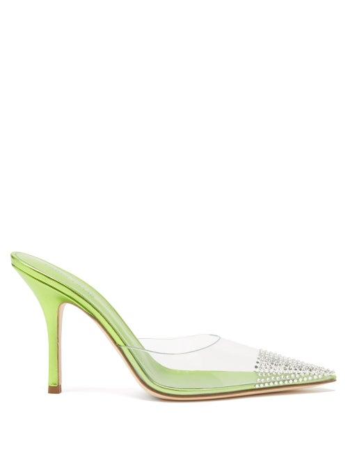 Paris Texas - Holly Crystal-embellished Pvc Mules - Womens - Green