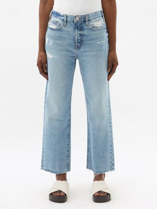 Frame - Le Jane Distressed Straight-leg Jeans - Womens - Light Denim