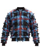 Matchesfashion.com Charles Jeffrey Loverboy - Spike-gathered Tartan Wool Bomber Jacket - Mens - Blue Multi