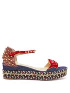 Matchesfashion.com Christian Louboutin - S Padrilla Denim Flatform Espadrille Sandals - Womens - Denim