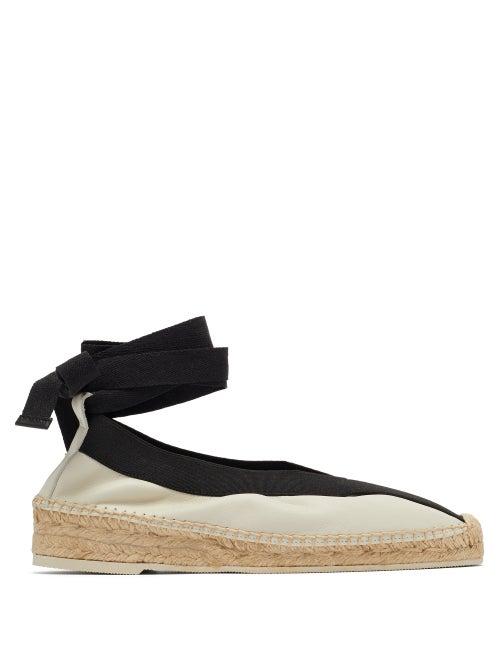 Matchesfashion.com Hereu - Horta Lace-up Leather Espadrilles - Womens - White Black