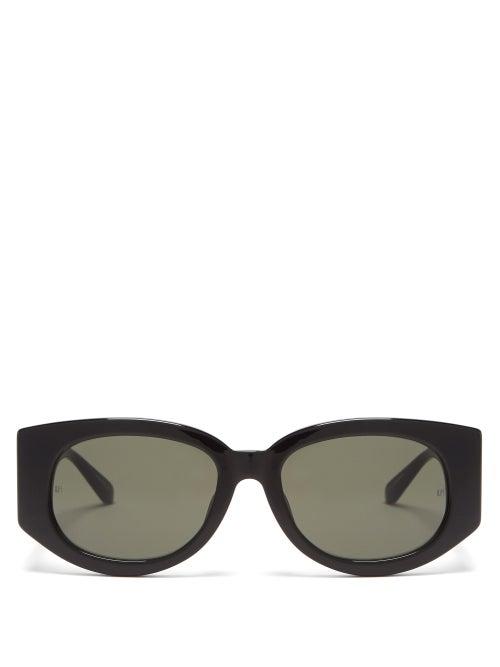Matchesfashion.com Linda Farrow - Debbie Side-cutout Acetate Sunglasses - Womens - Black