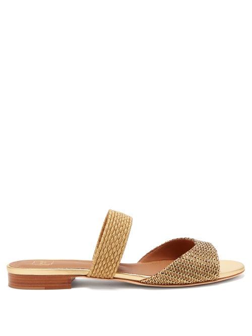 Matchesfashion.com Malone Souliers - Milena Woven-lurex Backless Sandals - Womens - Gold