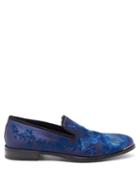 Matchesfashion.com Alexander Mcqueen - Floral-patterned Satin Loafers - Mens - Black Blue