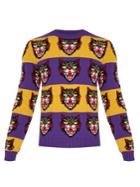 Gucci Angry Cat Striped Wool Sweater