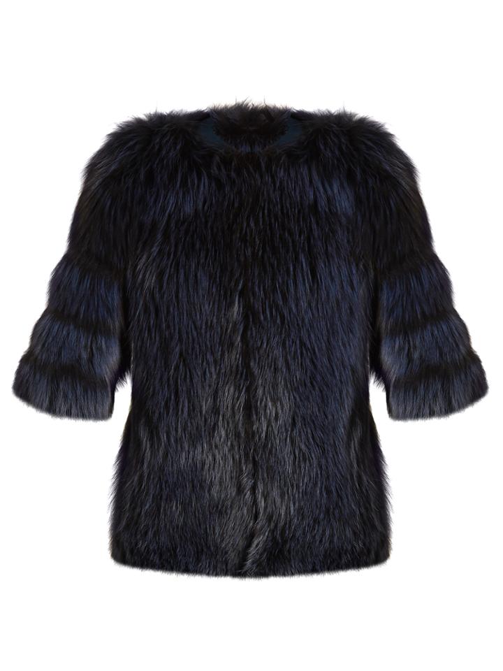 By. Bonnie Young Collarless Fur Jacket
