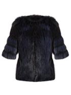By. Bonnie Young Collarless Fur Jacket