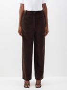 Khaite - Preen Cotton-corduroy Straight-leg Trousers - Womens - Dark Brown