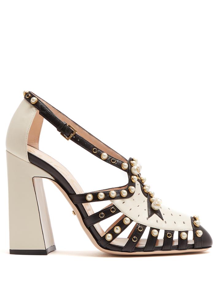 Gucci Tracy Faux-pearl Embellished Leather Pumps