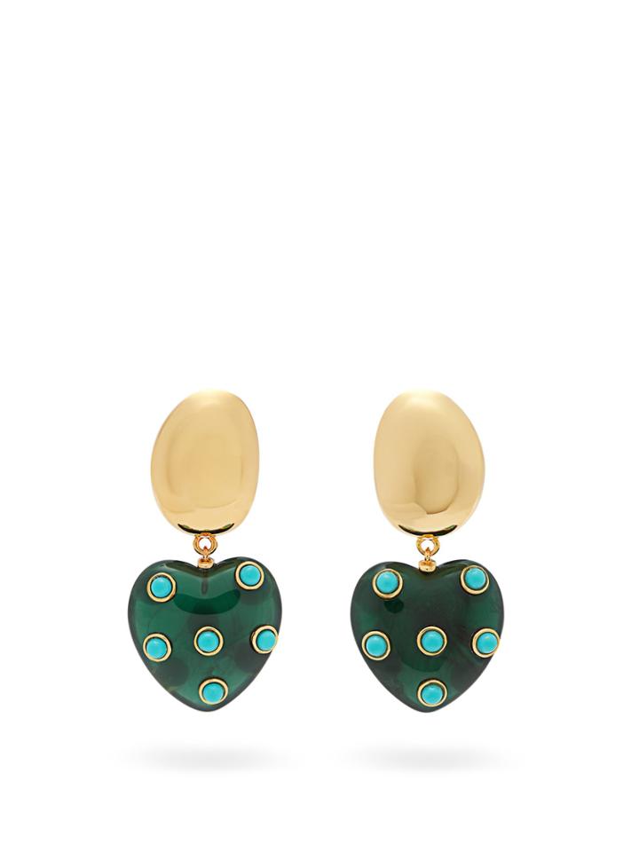 Lizzie Fortunato Amore Resin-heart Turquoise Drop Earrings