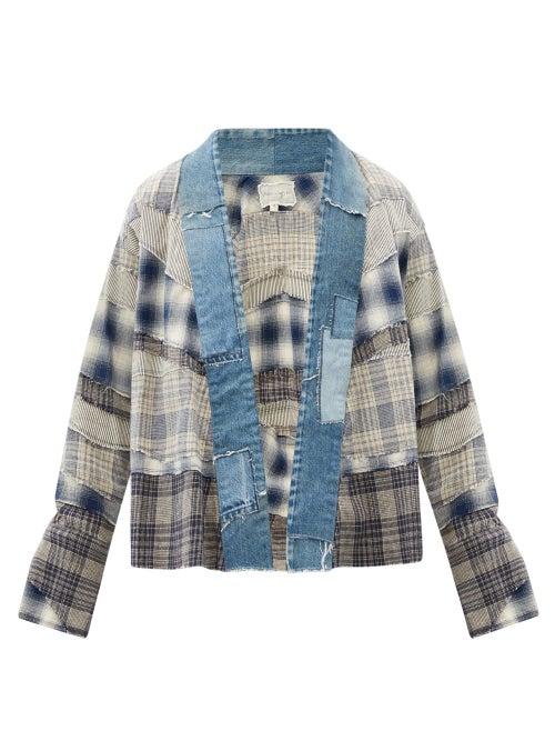 Matchesfashion.com Greg Lauren - Patchwork Checked Cotton-flannel Jacket - Mens - Grey Multi