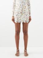 Marysia - Morton Shell-print Scalloped Mini Skirt - Womens - Ivory Multi