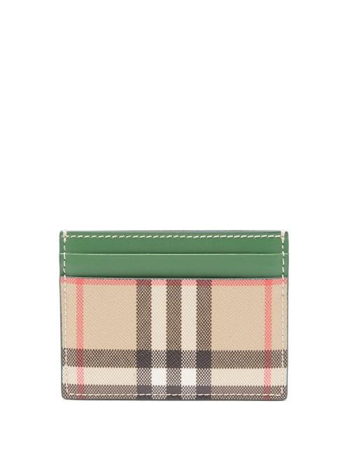 Burberry - Sandon Checked Leather-trim Cardholder - Womens - Green Multi