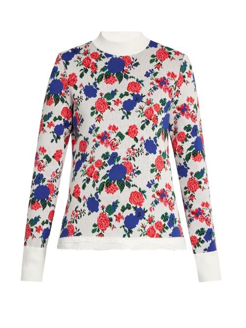 Msgm Floral-print High-neck Sweater