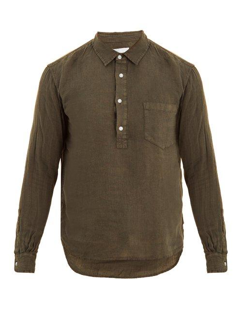 Matchesfashion.com Solid & Striped - Popover Half Button Linen Shirt - Mens - Green