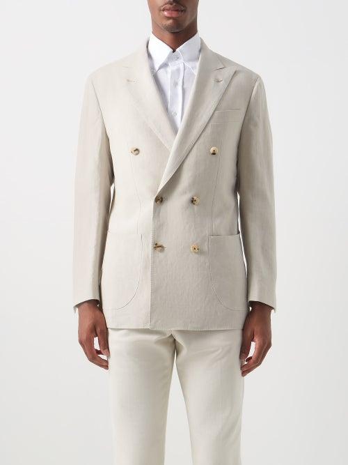 Thom Sweeney - Patch-pocket Linen-cambric Blazer - Mens - Beige